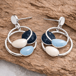 Load image into Gallery viewer, luscious scarves Earrings Miss Milly Navy, Sky Blue and Ivory Drop Earrings