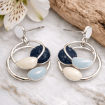 Load image into Gallery viewer, luscious scarves Earrings Miss Milly Navy, Sky Blue and Ivory Drop Earrings