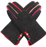 Load image into Gallery viewer, lusciousscarves Black Multi Coloured Finger Gloves with 4 Buttons

