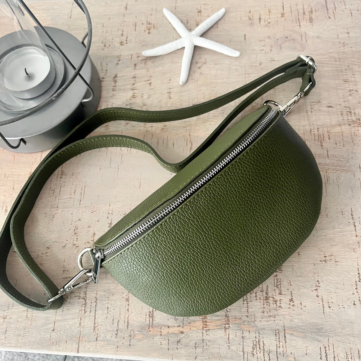 Silver Italian leather Bum Bag / Chest Bag – lusciousscarves