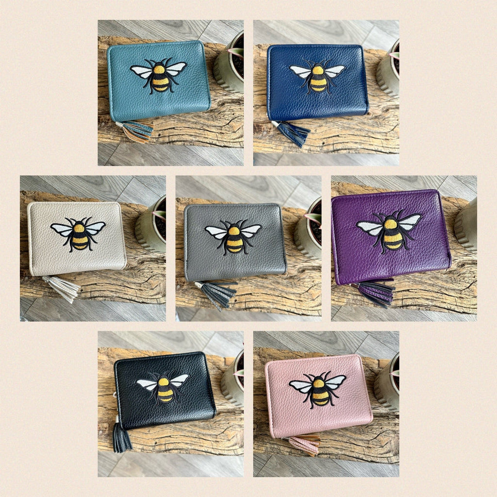 lusciousscarves Embroidered Bee Wallet Zip Purse