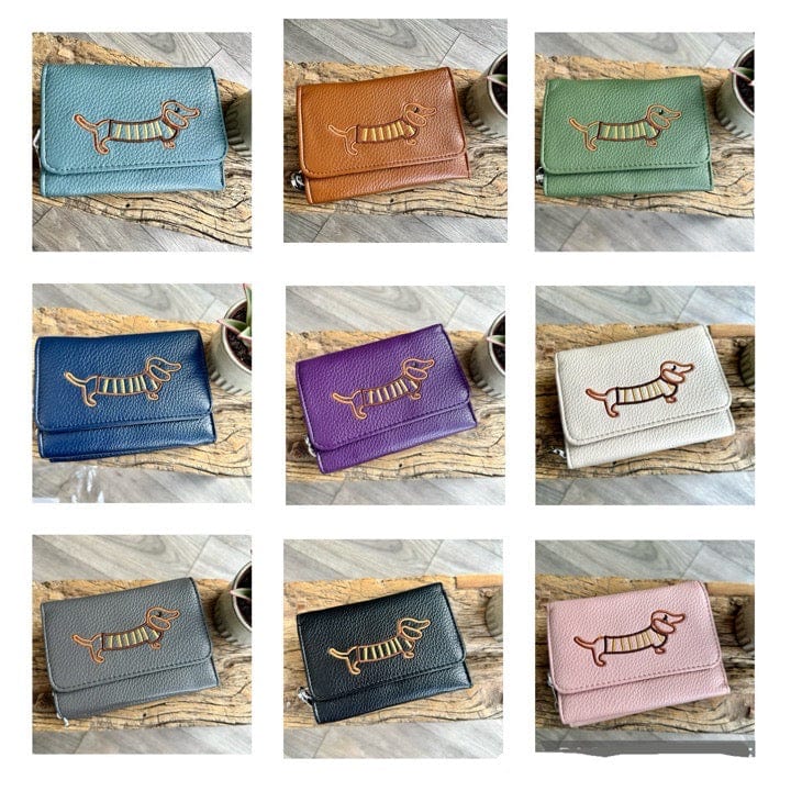 lusciousscarves Embroidered Sausage Dog , Dachshund Wallet Zip Purse