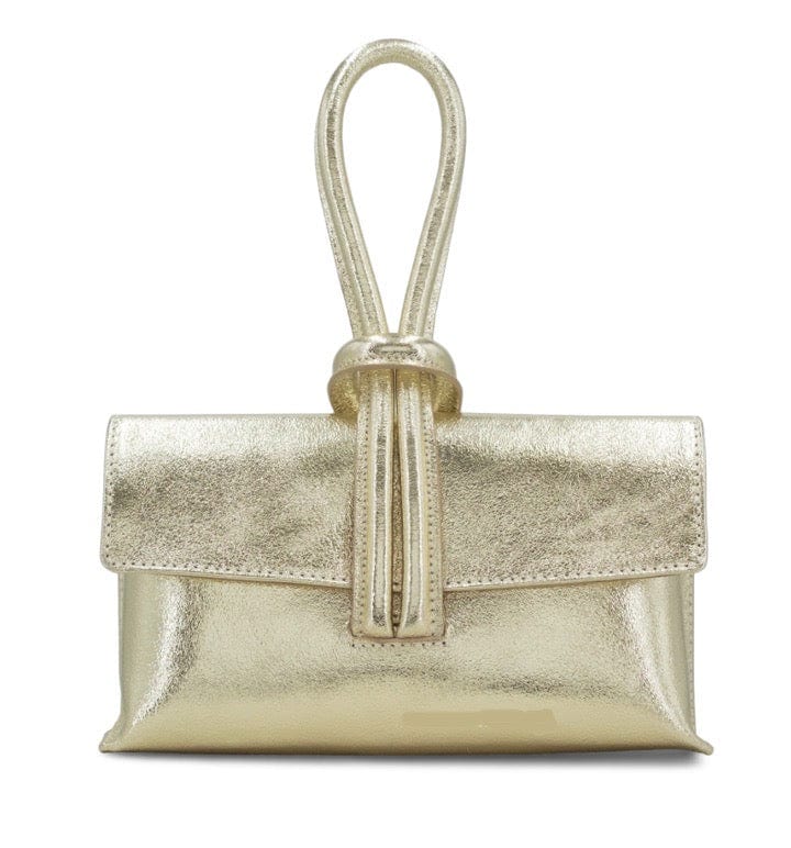 lusciousscarves Gold Italian Leather Clutch Bag , Evening Bag with Loop Handle, Available in 30 Colours