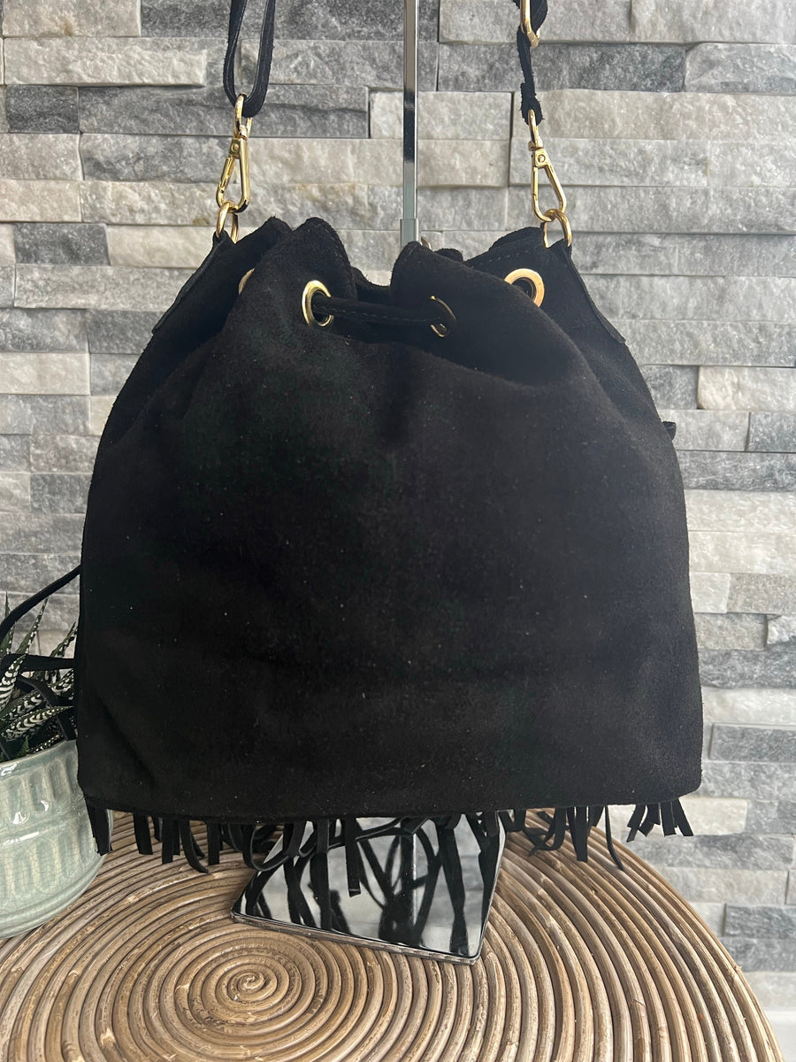 Black tassel handbag hot sale
