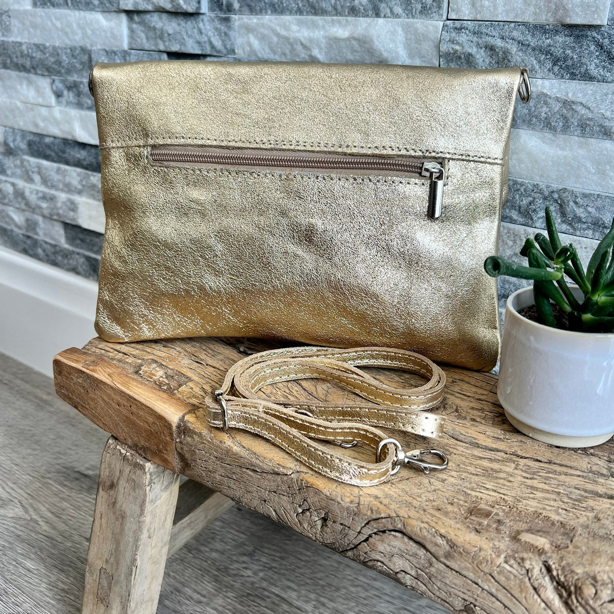 Gold metallic shop handbags