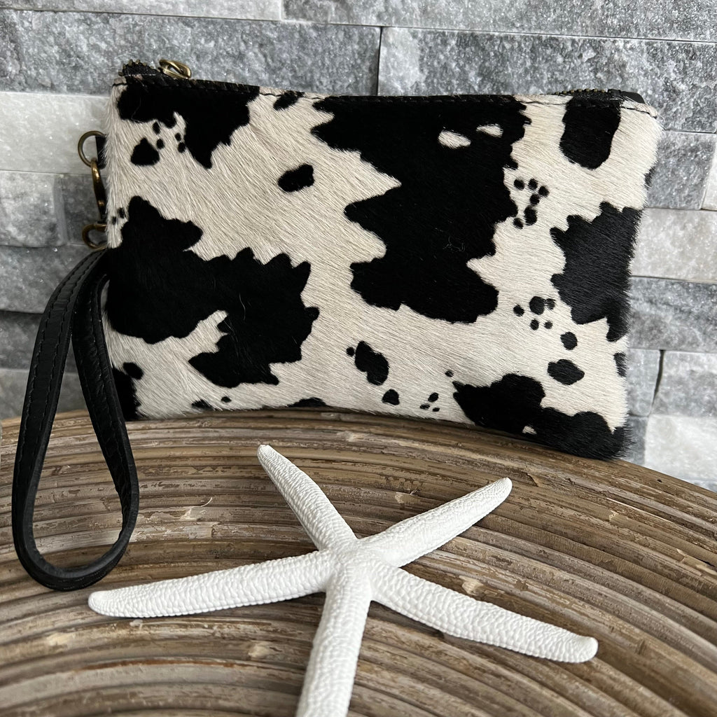lusciousscarves Handbags Leather Cow Print & Black clutch bag / purse