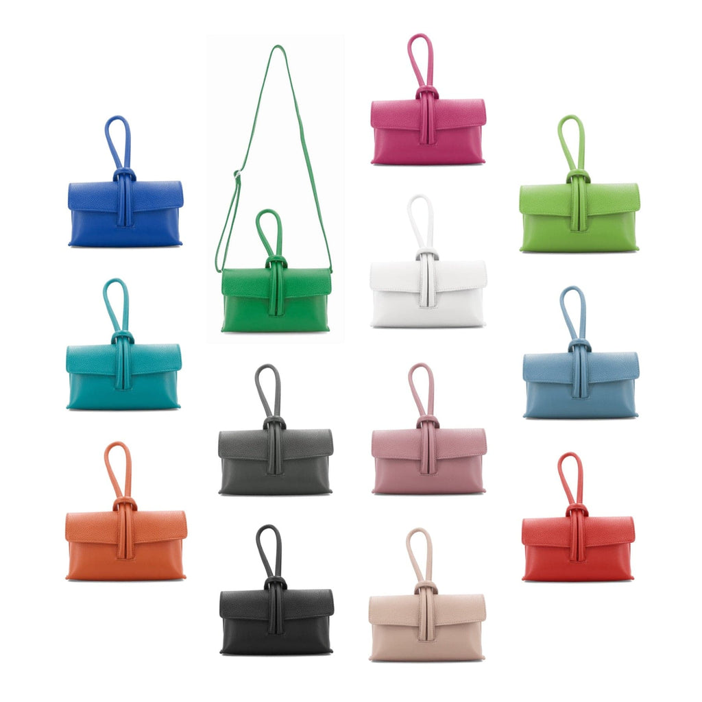 lusciousscarves Italian Leather Clutch Bag , Evening Bag with Loop Handle, Available in 30 Colours