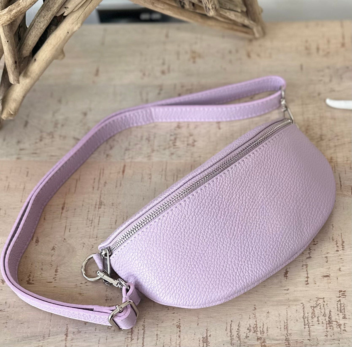 Lilac Italian Leather Bum Bag Chest Bag luscious scarves