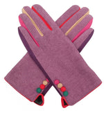 Load image into Gallery viewer, lusciousscarves Lilac Multi Coloured Finger Gloves with 4 Buttons
