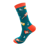 Load image into Gallery viewer, lusciousscarves Men&#39;s Bamboo Socks , Mr Heron, Guitars Design, Teal
