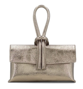 lusciousscarves Metallic Bronze Italian Leather Clutch Bag , Evening Bag with Loop Handle, Available in 30 Colours