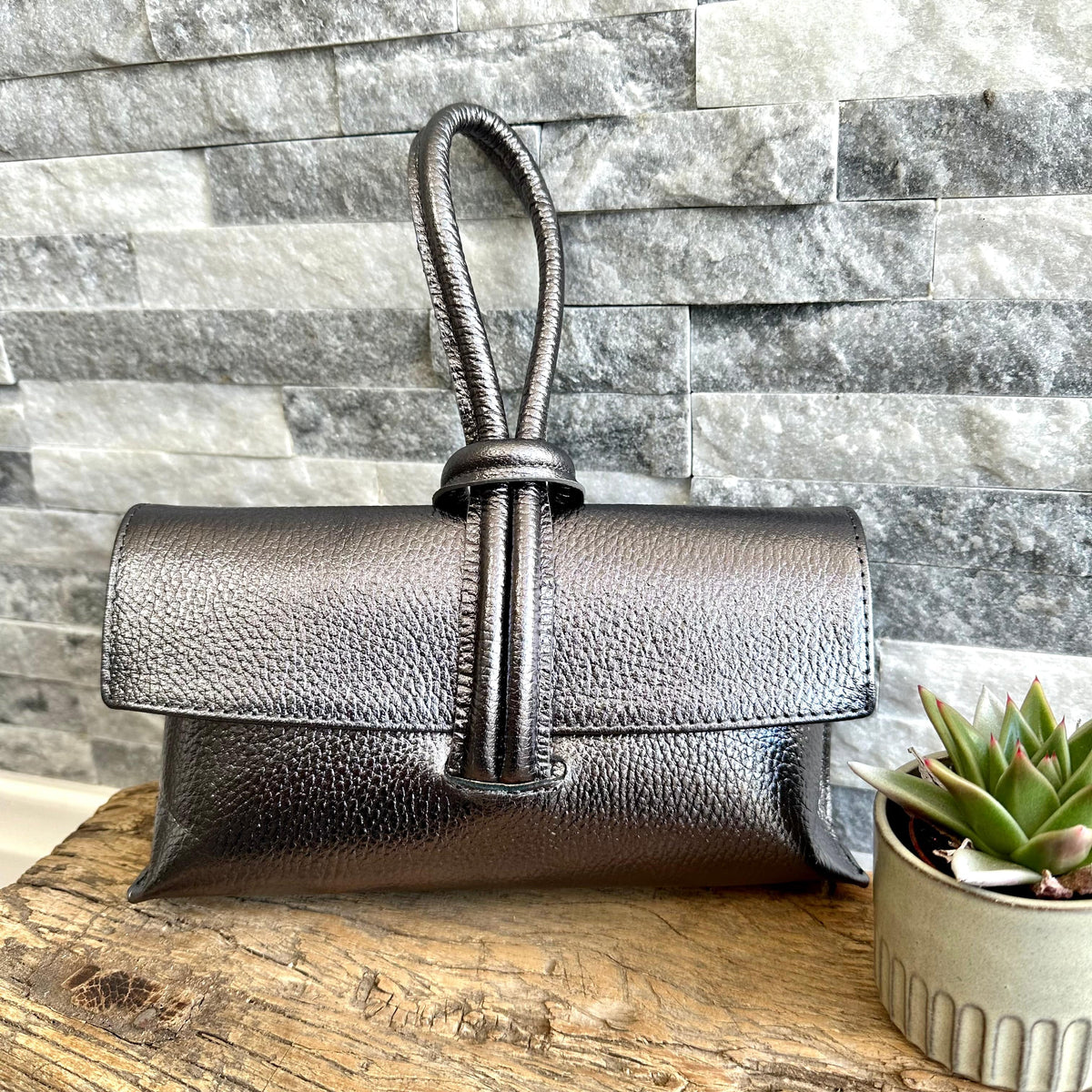 Pewter grey clutch bag discount