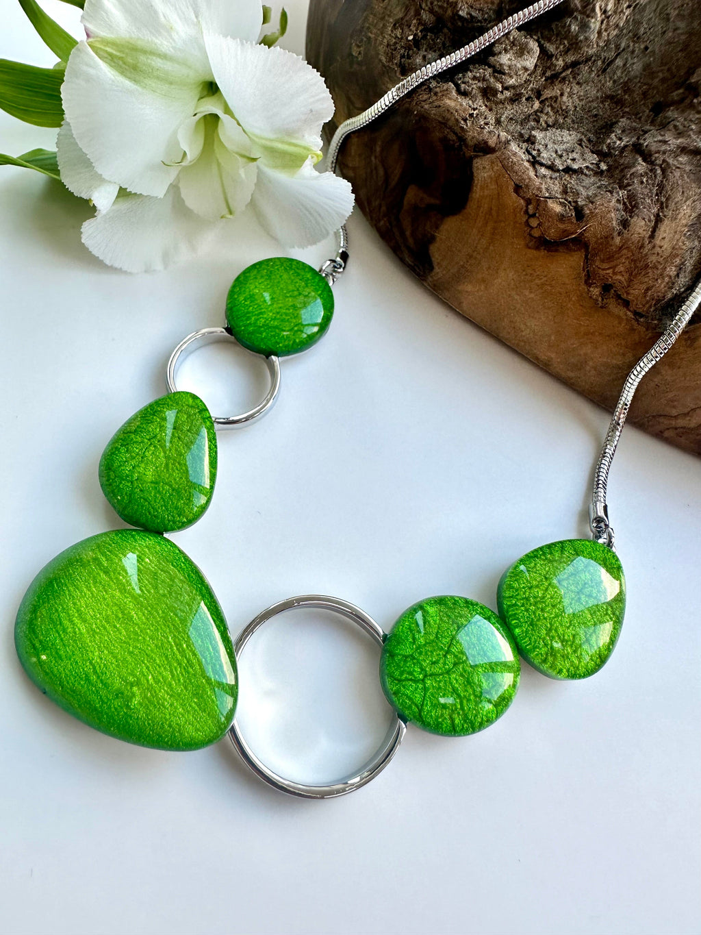 lusciousscarves Miss Milly Lime Green Pebble Necklace , FN602