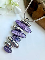 Load image into Gallery viewer, lusciousscarves Miss Milly Pale Purple and Silver Layered Necklace . FN436
