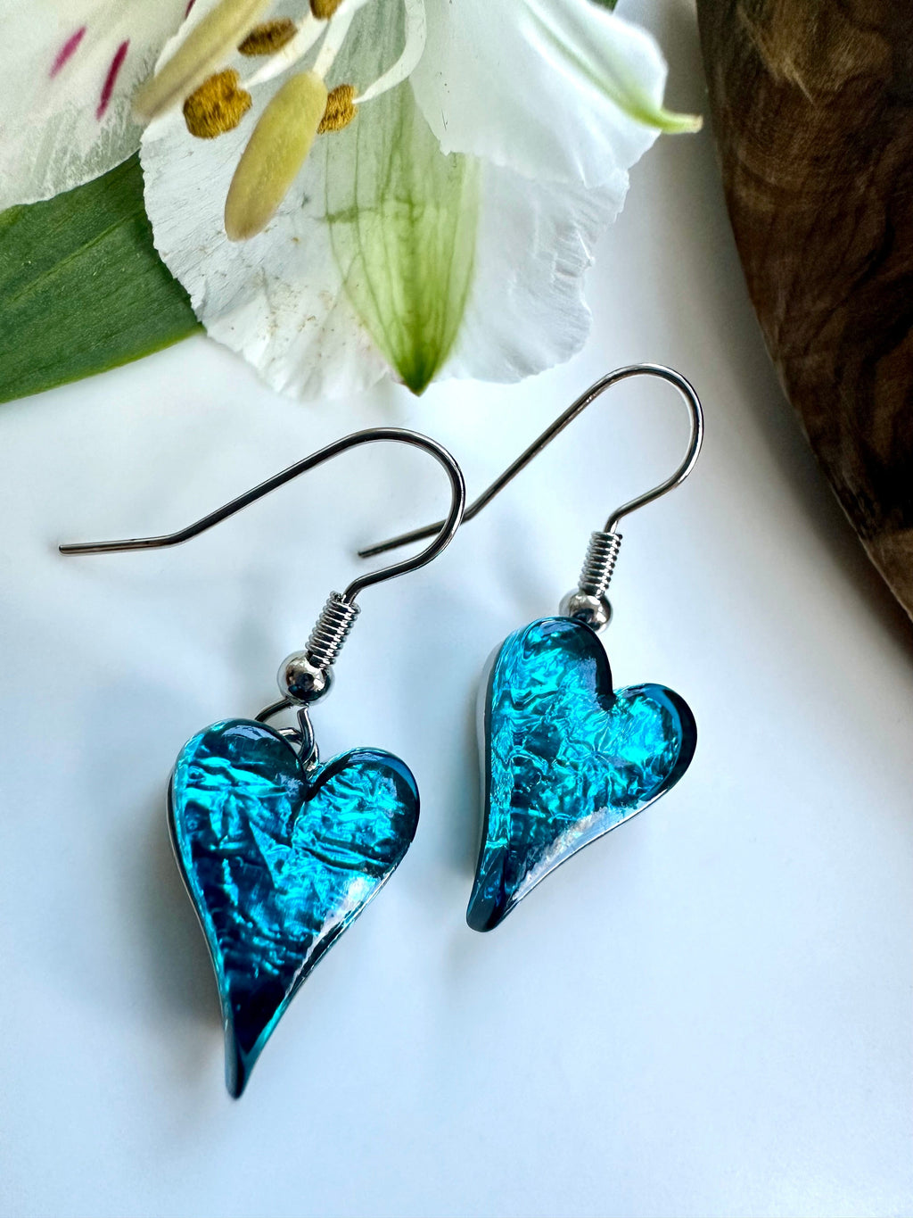 lusciousscarves Miss Milly Rich Teal Heart Earrings , FE211