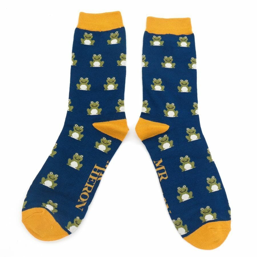 Mr Heron Men’s Frogs Bamboo Socks Navy lusciousscarves