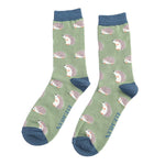 Load image into Gallery viewer, lusciousscarves Mr Heron Hedgehogs Design Bamboo Socks , Men&#39;s Green
