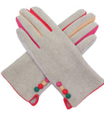 Load image into Gallery viewer, lusciousscarves Pale Grey Multi Coloured Finger Gloves with 4 Buttons
