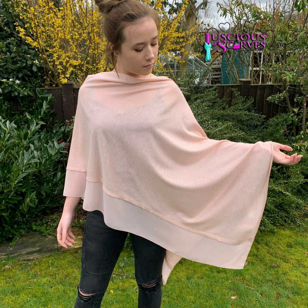 lusciousscarves Poncho Liners Pale Dusky Pink Light Weight Poncho