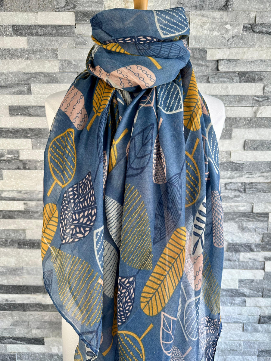 Blue and mustard scarf deals