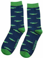 Load image into Gallery viewer, lusciousscarves Socks Mr Heron Crocodile Bamboo Socks - Navy
