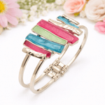 Load image into Gallery viewer, Miss Milly Bracelets Miss Milly Multi Colour Resin Bar Silver Tone Bangle Bracelet
