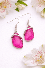 Load image into Gallery viewer, Miss Milly Earrings Miss Milly Bright Pink Crackle Resin Drop Earrings Silver Tone