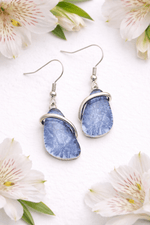 Load image into Gallery viewer, Miss Milly Earrings Miss Milly Soft Blue Crackled Resin Drop Earrings Silver Tone Design