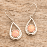 Load image into Gallery viewer, Miss Milly Earrings Miss Milly Soft Coral Pink Iridescent Resin Teardrop Drop Earrings Silver Tone