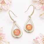 Load image into Gallery viewer, Miss Milly Earrings Miss Milly Soft Coral Pink Iridescent Resin Teardrop Drop Earrings Silver Tone