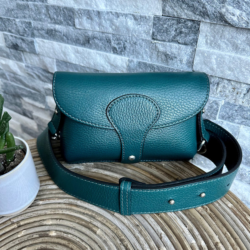 lusciousscarves Teal Green Chest bag , Italian Leather.