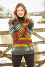 Load image into Gallery viewer, lusciousscarves Medium Pachamama Womens Vancouver Stripey Sweater , Hand Knitted, Fair Trade
