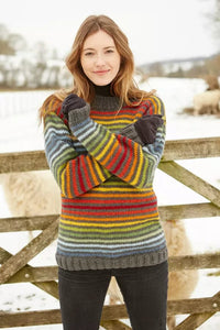 lusciousscarves Medium Pachamama Womens Vancouver Stripey Sweater , Hand Knitted, Fair Trade