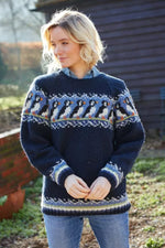 Load image into Gallery viewer, lusciousscarves Medium Pachamama Womens Puffin Sweater, Hand Knitted, Fair Trade
