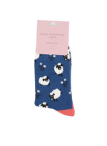 Load image into Gallery viewer, lusciousscarves Miss Sparrow Leaping Sheep Bamboo Socks - Blue
