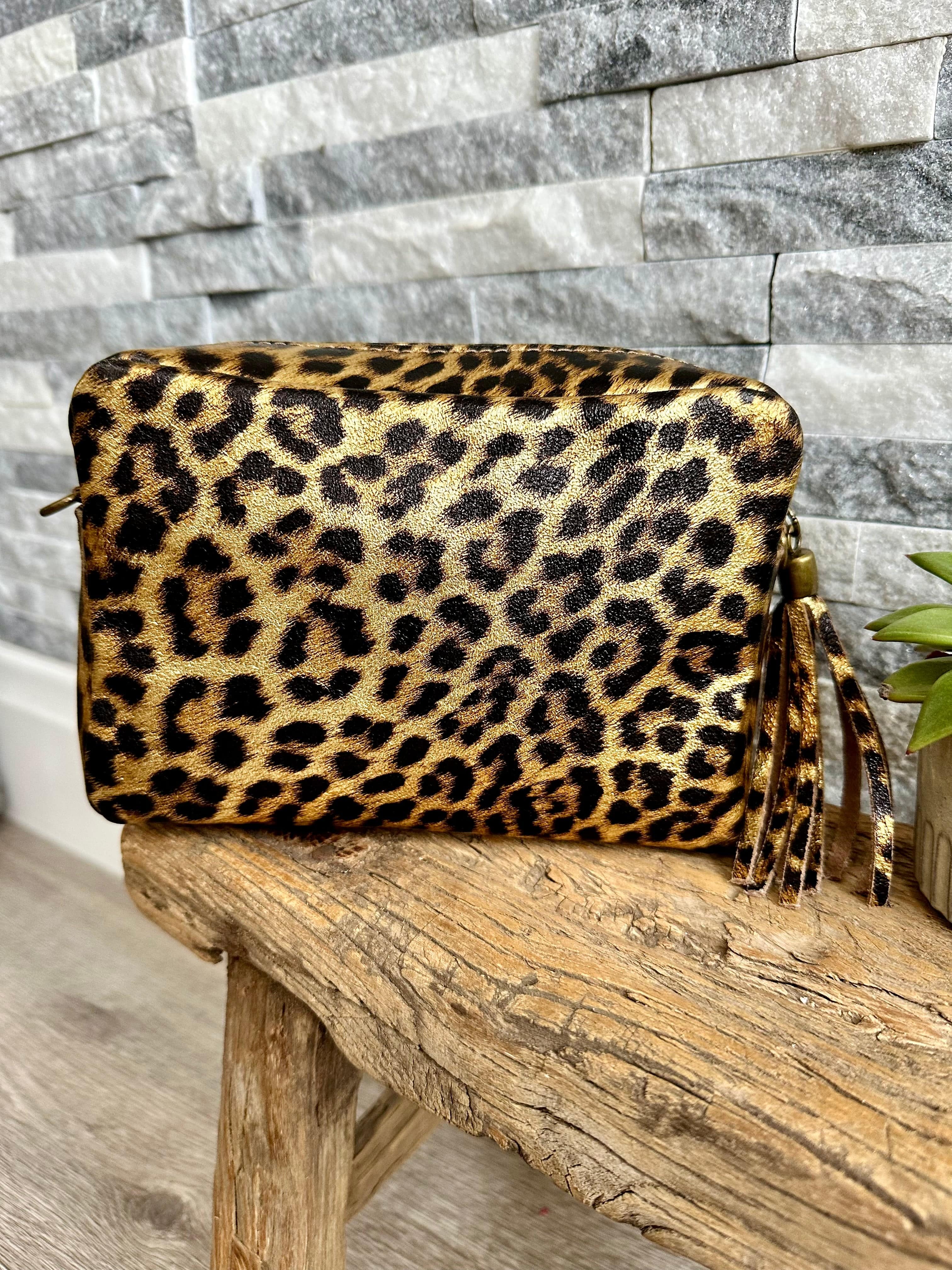 luscious scarves Animal Print Italian Leather Soft Crossbody / Camera Bag / Handbag