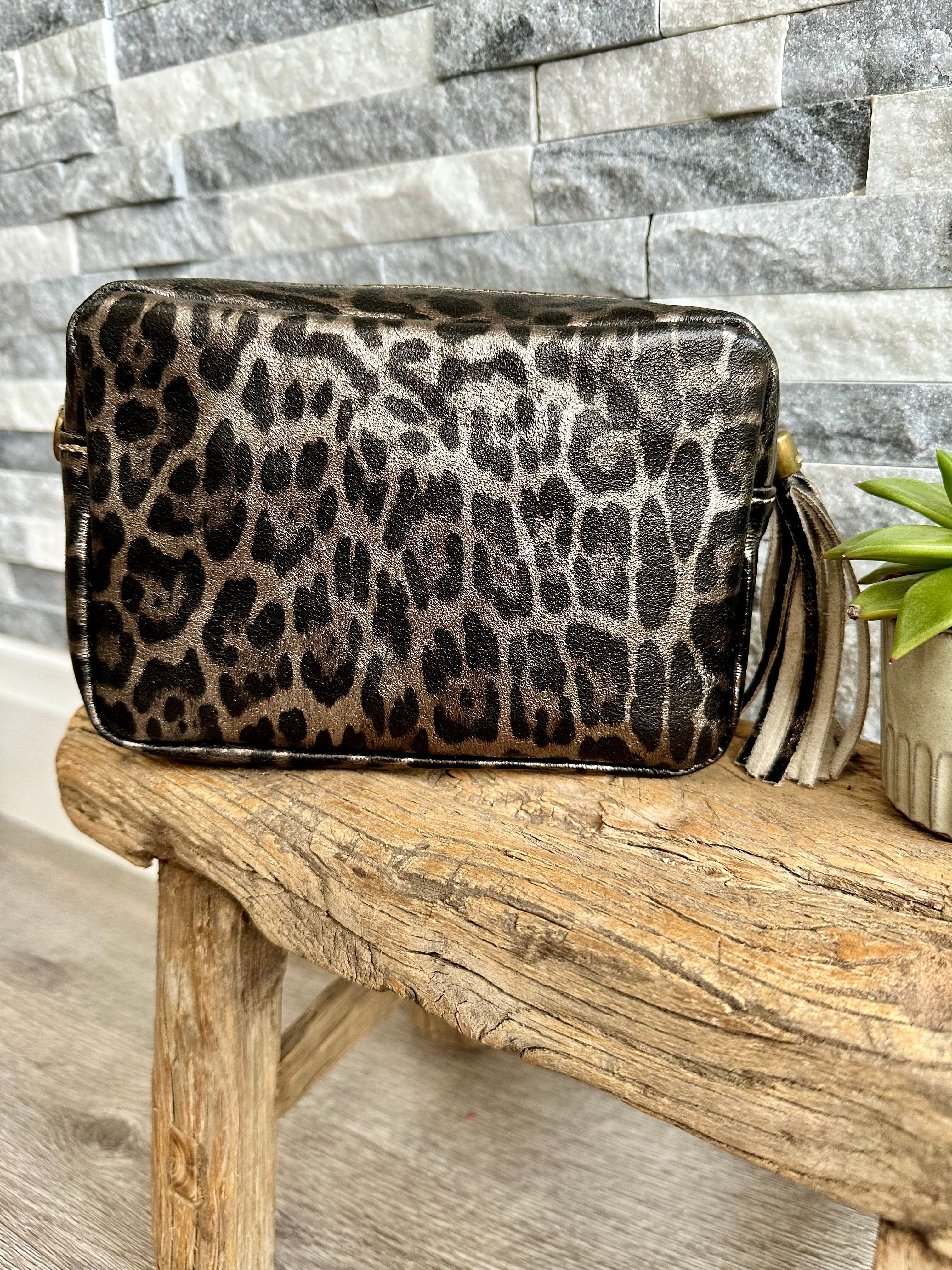 luscious scarves Animal Print Italian Leather Soft Crossbody / Camera Bag / Handbag