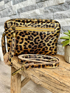 luscious scarves Animal Print Italian Leather Soft Crossbody / Camera Bag / Handbag