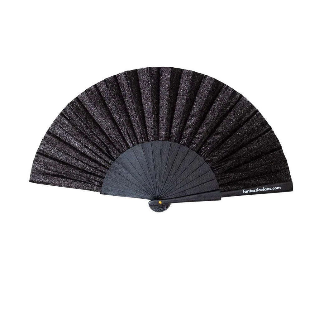 luscious scarves Apparel & Accessories Fantastico Black Glitter Hand Fan 23cm.