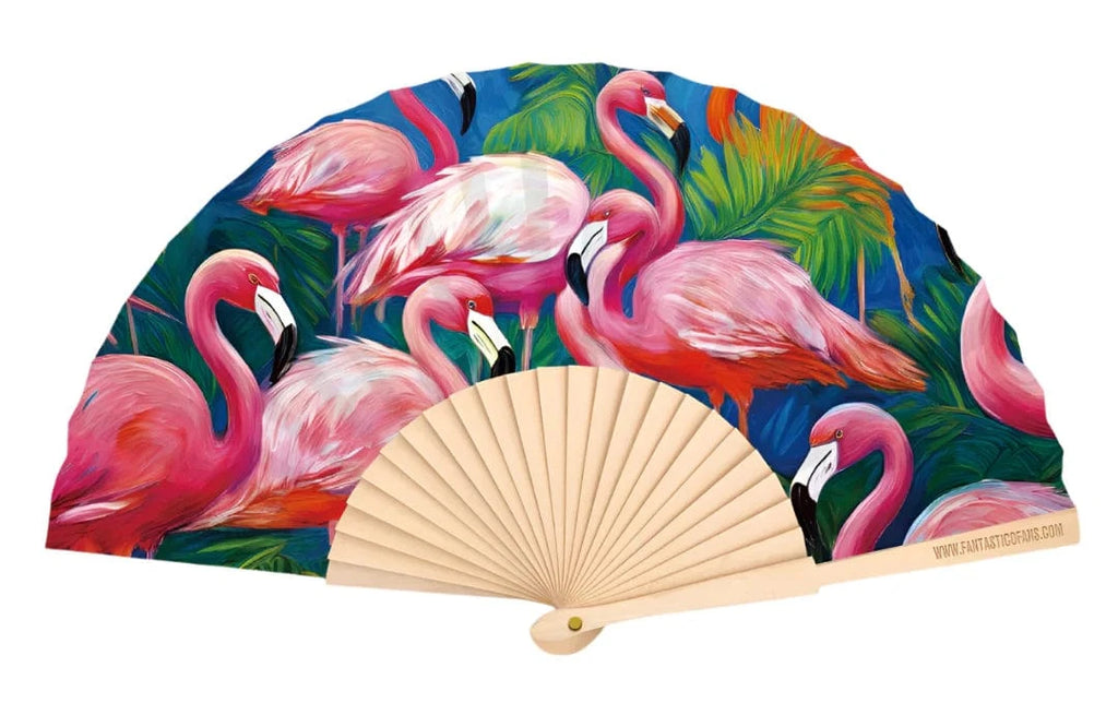 luscious scarves Apparel & Accessories Fantastico Flamingo Print Hand Fan 23cm.