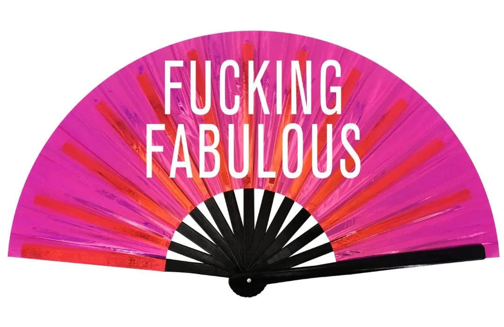 luscious scarves Apparel & Accessories Fantastico Fucking Fabulous Holographic Hand Fan / Decorative Fan  XL