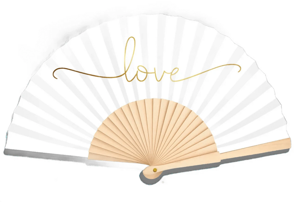 luscious scarves Apparel & Accessories Fantastico Love Gold Script Hand Fan 23cm.