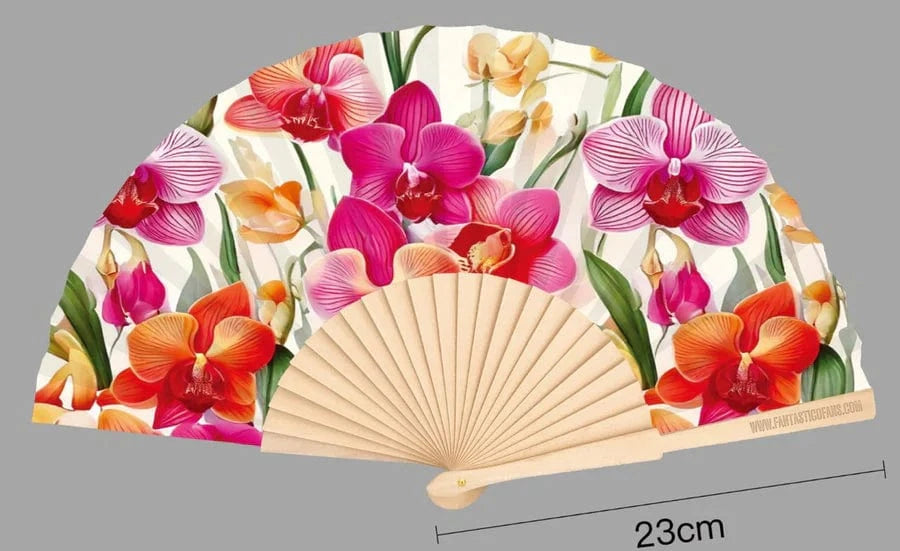 luscious scarves Apparel & Accessories Fantastico Orchid Print Hand Fan 23cm.