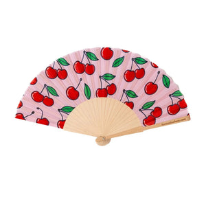 luscious scarves Apparel & Accessories Fantastico Pink Cherries Design Hand Fan 23cm.