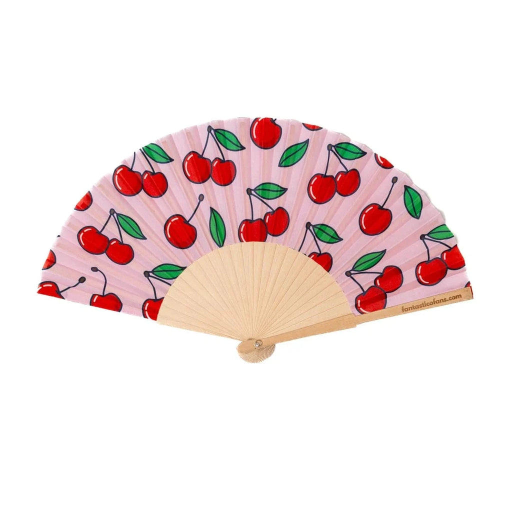 luscious scarves Apparel & Accessories Fantastico Pink Cherries Design Hand Fan 23cm.