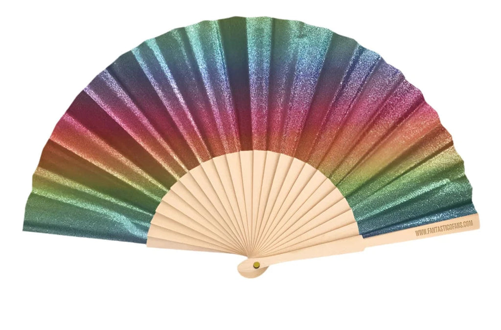 luscious scarves Apparel & Accessories Fantastico Rainbow Glitter Hand Fan 23 cm.
