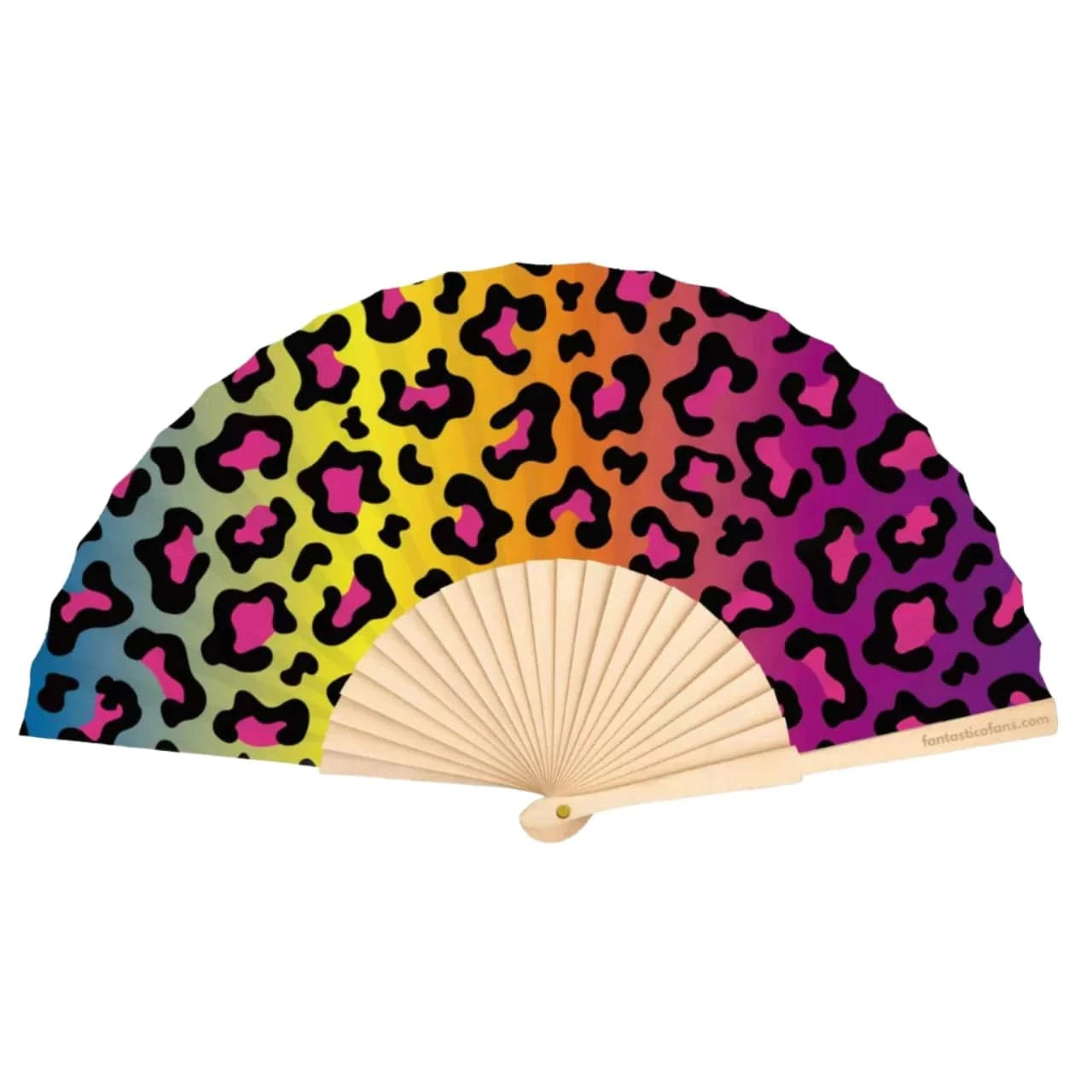 luscious scarves Apparel & Accessories Fantastico Rainbow Leopard Hand Fan 23cm.