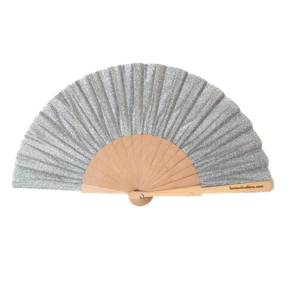 luscious scarves Apparel & Accessories Fantastico Silver Glitter Hand Fan 23cm.
