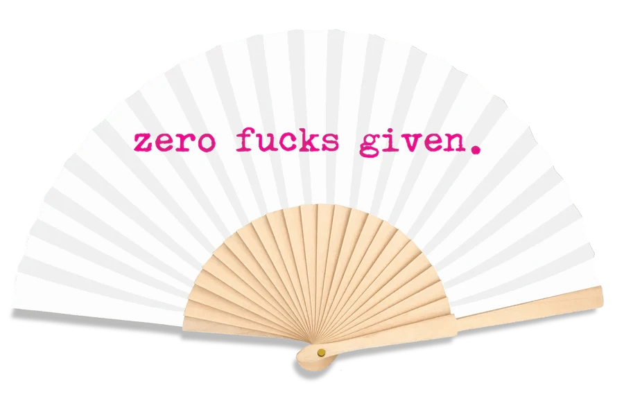 luscious scarves Apparel & Accessories Fantastico Zero Fucks Given Hand Fan 23cm.