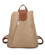 Load image into Gallery viewer, luscious scarves Backpacks Beige Faux Leather Large Triangular Backpack / Shoulder Bag
